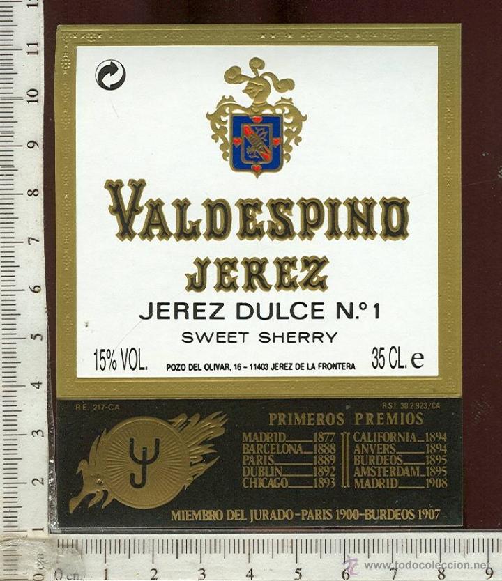 Etiquetas antiguas: ETIQUETA VINO VALDESPINO JEREZ DULCE
