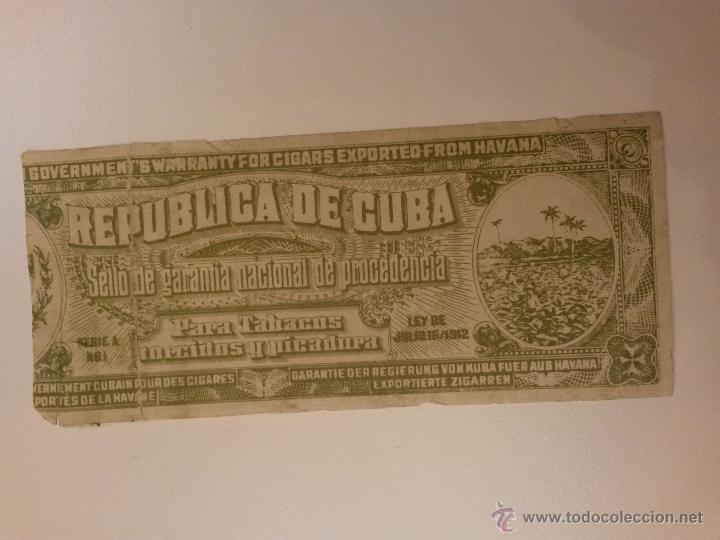 Etiquetas antiguas: Etiqueta de puros habanos,republica de cuba de 14,5 x 6,5 cms
