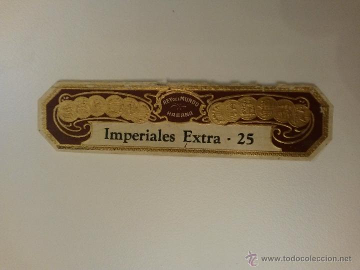 Etiquetas antiguas: Etiqueta de puros el rey del mundo, proveedor de la casa real ,habana de 12 cms de larga