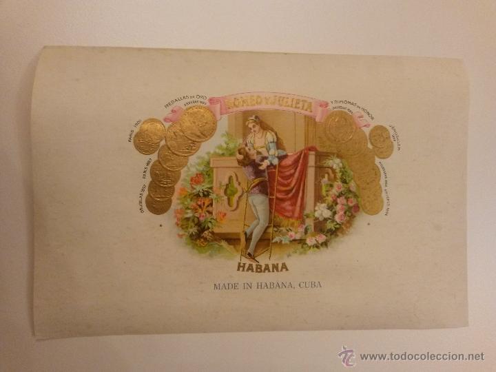 Etiquetas antiguas: Etiqueta de puros romeo y julieta ,la habana ,cuba