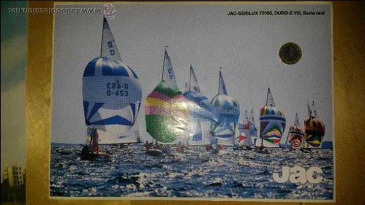 Etiquetas antiguas: Vi&ntilde;eta adhesiva de barcos de la casa JAC