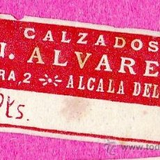 Etiquetas antiguas: ETIQUETA CALZADOS J. ÁLVAREZ. M. MORA, 2. ALCALÁ DEL VALLE, CÁDIZ.. Lote 46660067