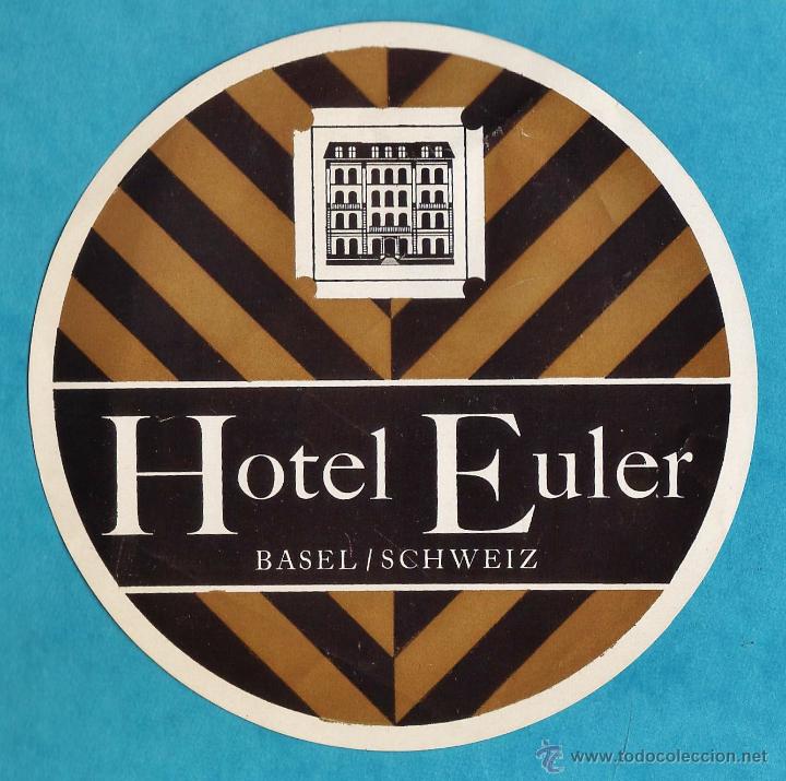 Etiquetas antiguas: etiqueta / pegatina - hotel euler - basel / suiza - a&ntilde;os 50 / 60
