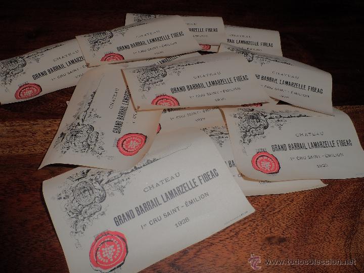 Etiquetas antiguas: vino 1928 saint emilion 1 er cru chateau grand barrail lamarzelle figeac lote 12 etiquetas