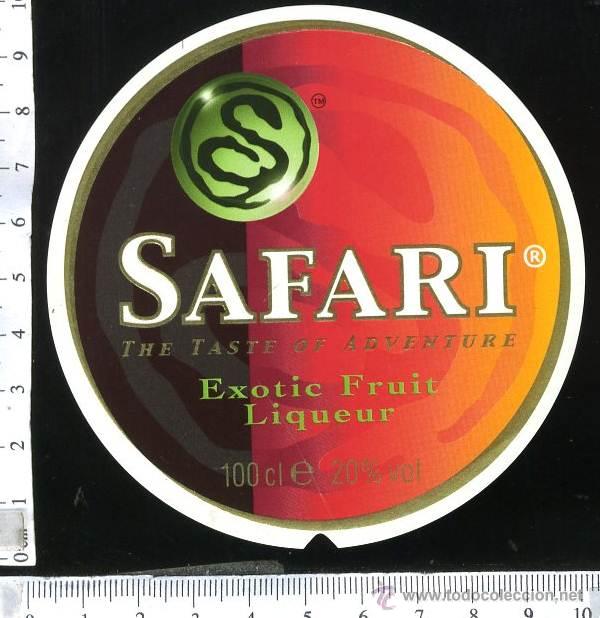 Etiquetas antiguas: etiqueta de licor safari