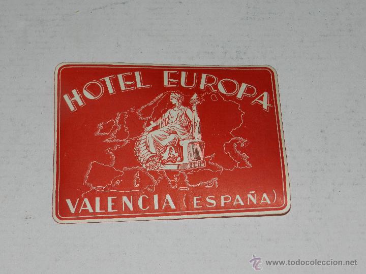 Etiquetas antiguas: ETIQUETA DE HOTEL - HOTEL EUROPA , VALENCIA , BUEN ESTADO