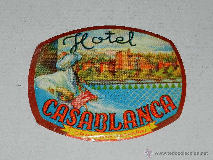 Etiquetas antiguas: ETIQUETA DE HOTEL - HOTEL CASABLANCA, GRANADA , BUEN ESTADO