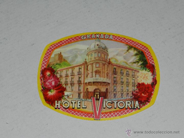 Etiquetas antiguas: ETIQUETA DE HOTEL - HOTEL VICTORIA, GRANADA , BUEN ESTADO