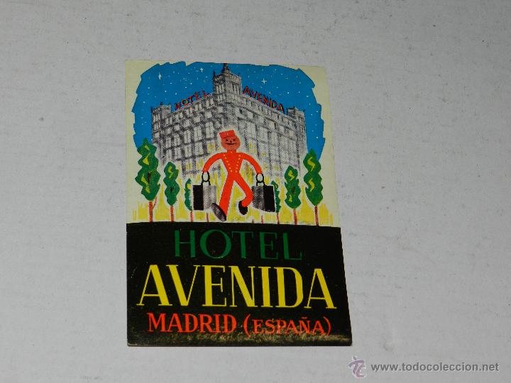 Etiquetas antiguas: ETIQUETA DE HOTEL - HOTEL AVENIDA, MADRID, BUEN ESTADO
