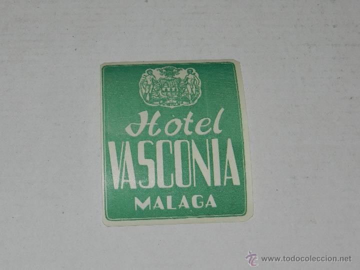 Etiquetas antiguas: ETIQUETA DE HOTEL - HOTEL VASCONIA, MALAGA , BUEN ESTADO