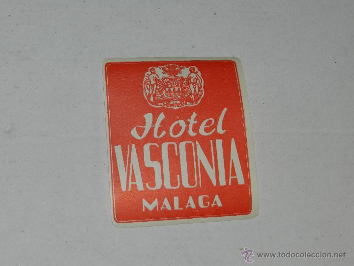 Etiquetas antiguas: ETIQUETA DE HOTEL - HOTEL VASCONIA, MALAGA, BUEN ESTADO