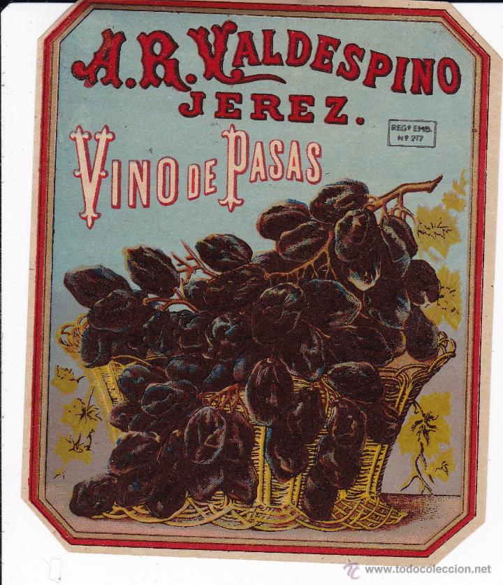 Etiquetas antiguas: A.R.Valdespino Jerez Vino de Pasas