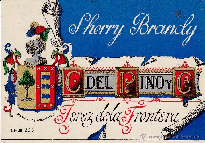 Etiquetas antiguas: Sherry Brandy C Del Pino Jerez de la Frontera