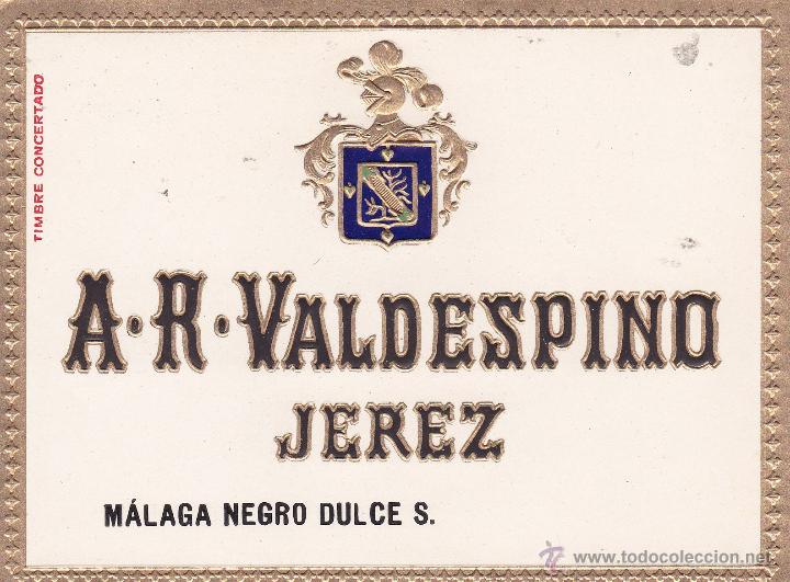Etiquetas antiguas: Valdespino Jerez M&aacute;laga Negro dulce