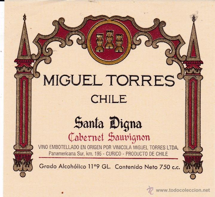 Etiquetas antiguas: Miguel Torres Chile Santa Digna