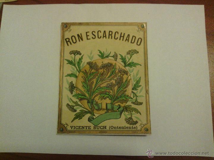 Etichette antiche: ETIQUETA MUY ANTIGUA RON ESCARCHADO VICENTE SUCH ONTENIENTE, PICHOT LITOGRAFO