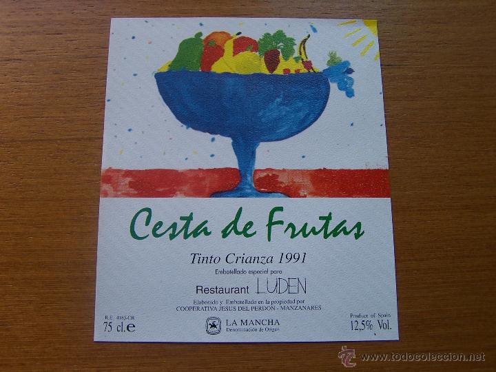 Etiquetas antiguas: CESTA DE FRUTAS TINTO COOPERATIVA N&ordm; PADRE JESUS DEL PERDON MANZANARES (CIUDAD REAL) PERFECTA
