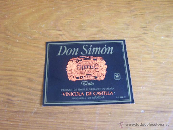 Etiquetas antigas: DON SIMON TINTO VINICOLA DE CASTILLA Manzanares (Ciudad Real) PERFECTA