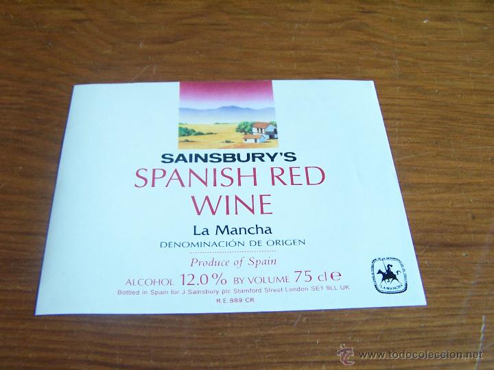 Etichette antiche: SAINSBURY&acute;S SPANISH RED WINE LA MANCHA VINICOLA DE CASTILLA Manzanares (Ciudad Real) Perfecta