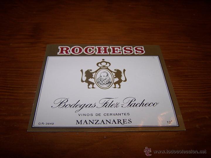 Old Labels: VINO ROCHESS Manzanares (Ciudad Real) Bodegas Fdez. Pacheco. PERFECTA