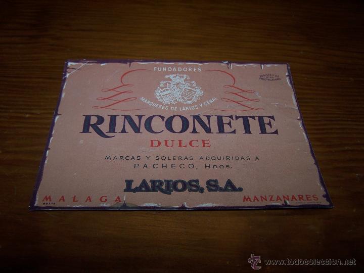 Alte Etiketten: RINCONCENTE DULCE PACHECO HNOS. LARIOS S.A. Manzanares (Ciudad Real)