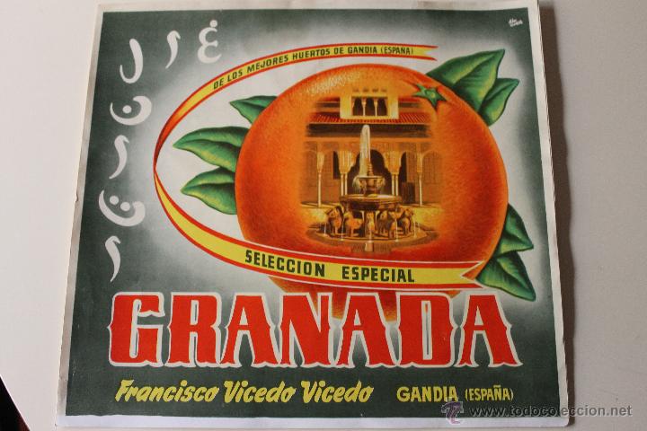 Etichette antiche: ETIQUETA GRANADA NARANJAS GANDIA FRANCISCO VICEDO VICEDO