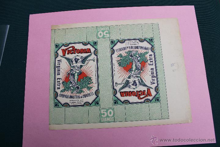 Old Labels: LITOGRAFIA COMPA&Ntilde;IA INDUSTRIAL DE TABACOS S.A. VICTORIA, VIRGINIA EXTRA 50 GRS