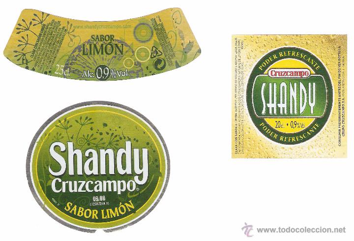 Etiquetas antiguas: COLECC. ETIQUETAS, CERVEZA, CRUZCAMPO, SHANDY, IMPECABLES
