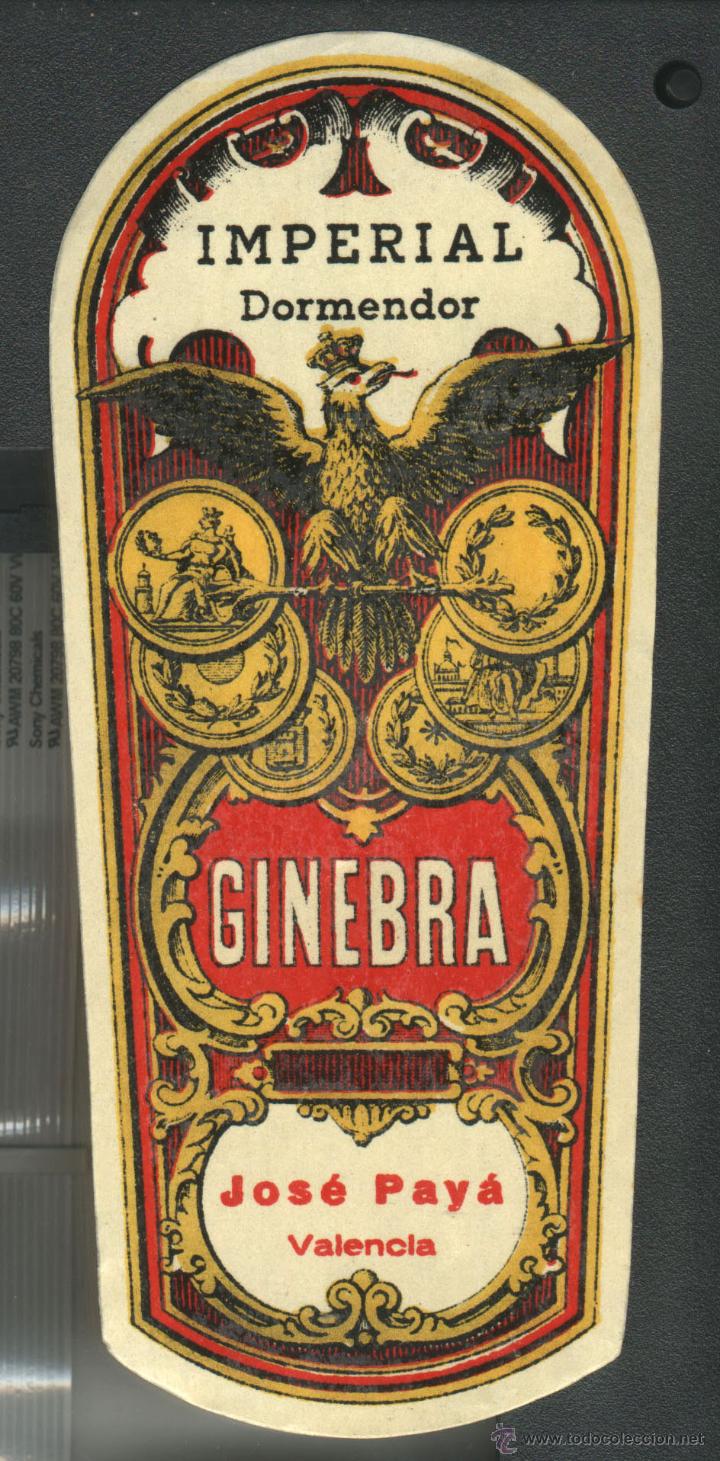 Etiquetas antiguas: ETIQUETA ginebra IMPERIAL - FABRICA JOSE PAYA - VALENCIA