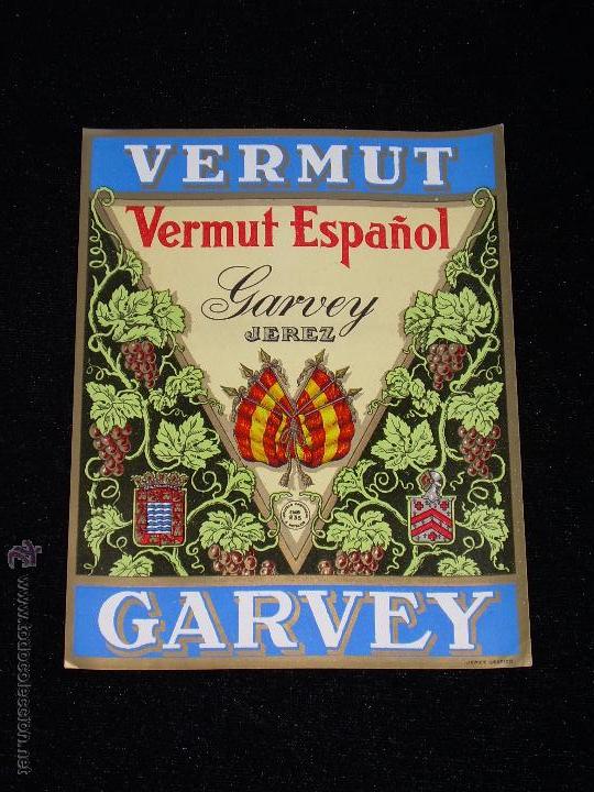 Etiquetas antiguas: ETIQUETA VERMUT ESPA&Ntilde;OL DE GARVEY - Foto 1