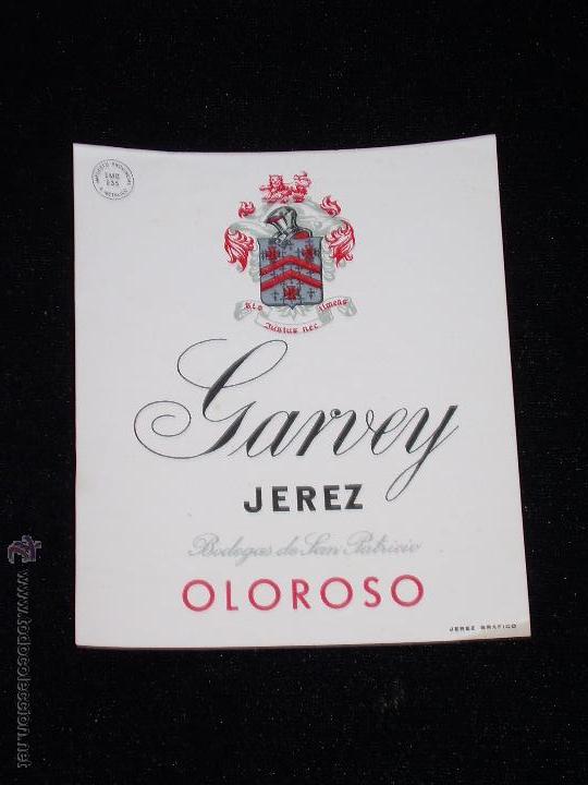 Etiquetas antiguas: ETIQUETA JEREZ OLOROSO GARVEY
