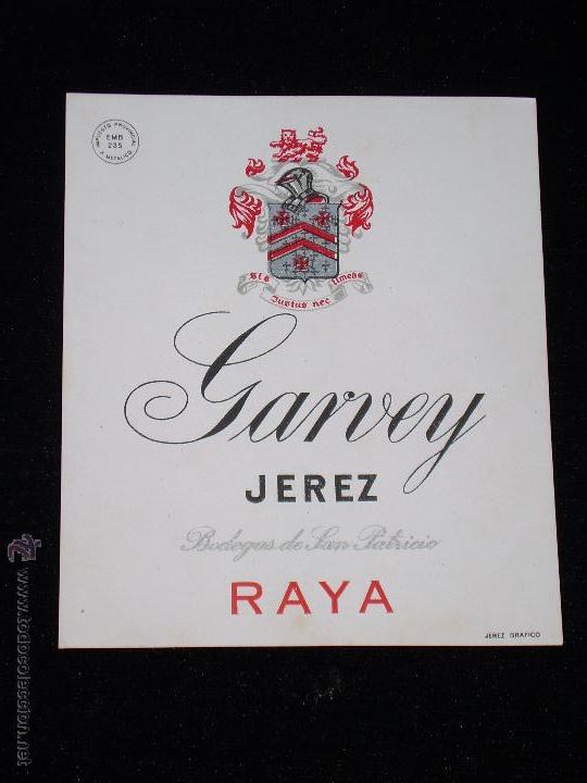 Etiquetas antiguas: ETIQUETA JEREZ RAYA GARVEY