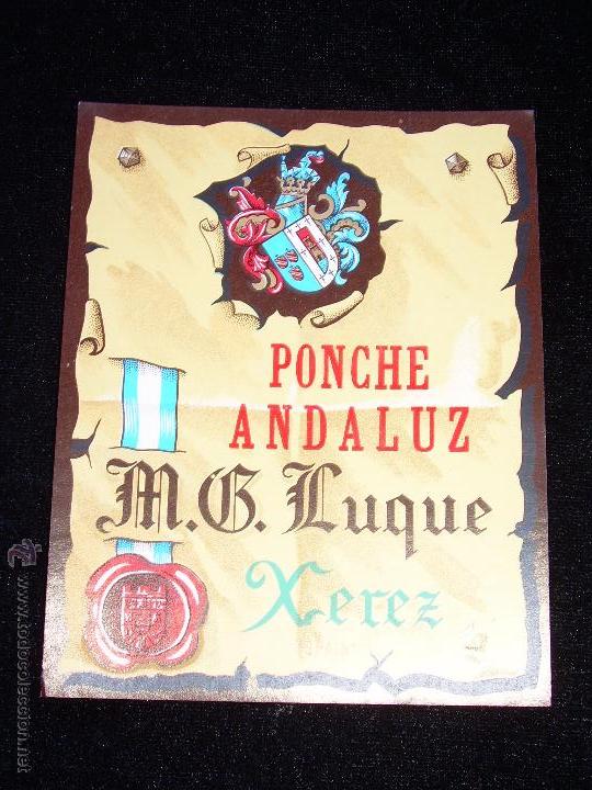 Etiquetas antiguas: ANTIGUA ETIQUETA DE PONCHE ANDALUD DE M.G. LUQUE - JEREZ