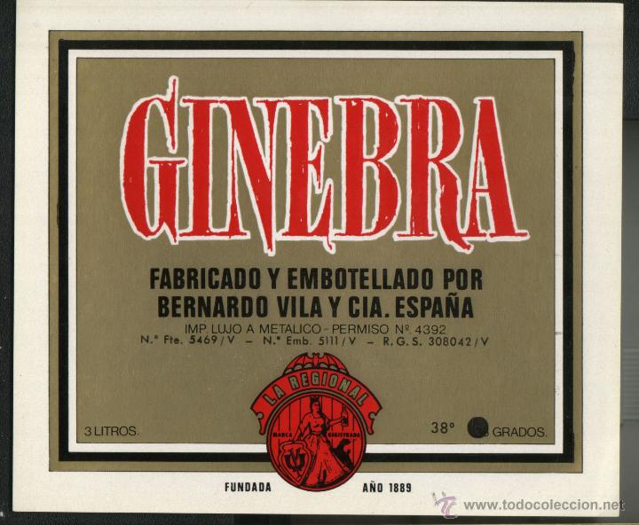 Etiquetas antiguas: GINEBRA - BERNARDO VILA
