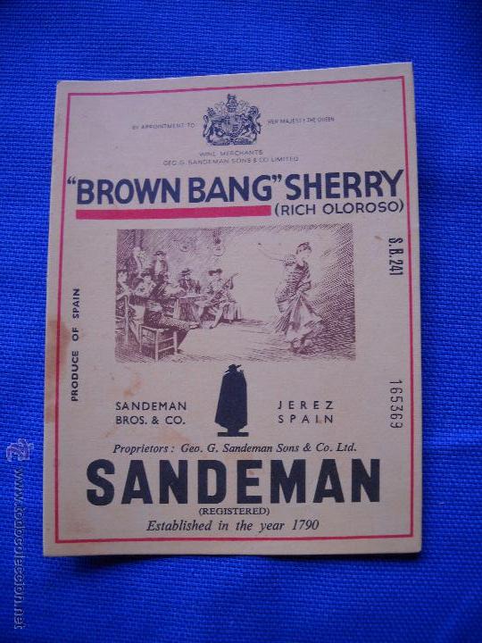 Etiquetas antiguas: ETIQUETA VINO - OLOROSO BROWN BANG SHERRY - SANDEMAN