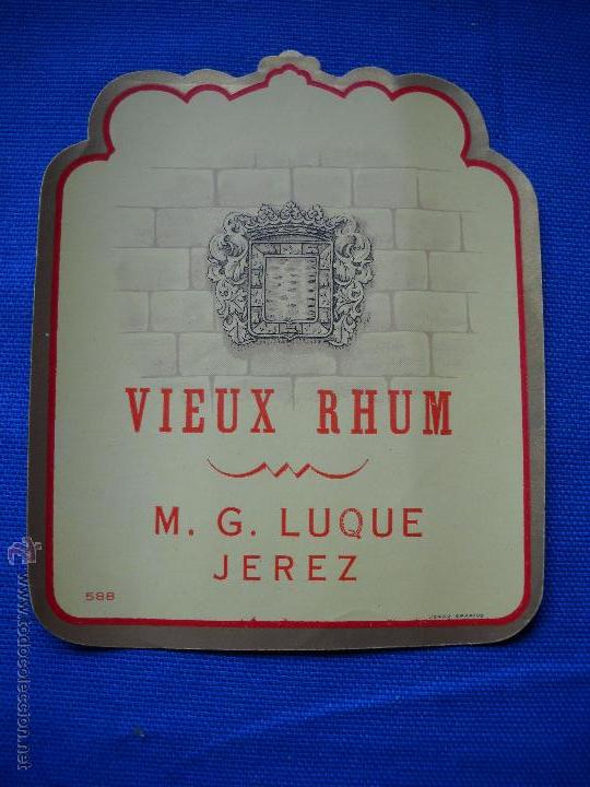 Etiquetas antiguas: ETIQUETA VINO - VIEUX BHUM M.G. LUQUE - JEREZ