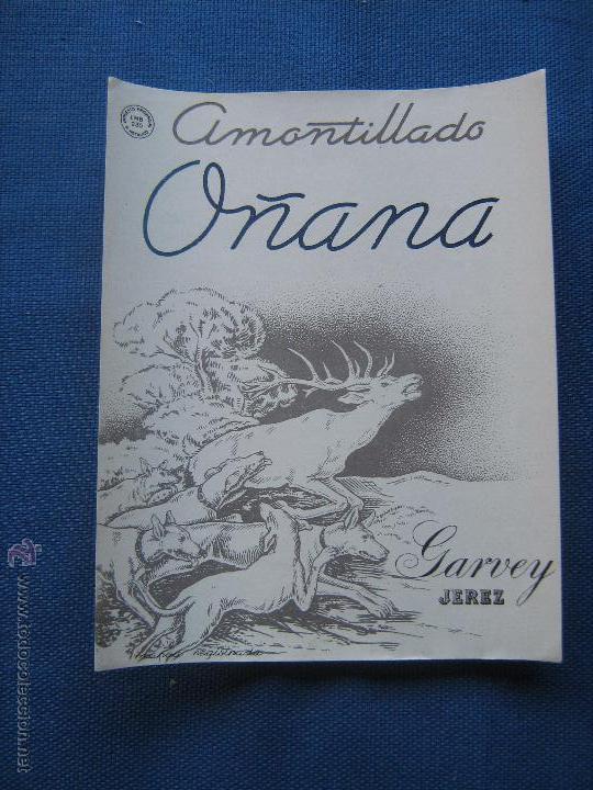 Etiquetas antiguas: ETIQUETA DE VINO - AMONTILLADO O&Ntilde;ANA - GARBEY - JEREZ