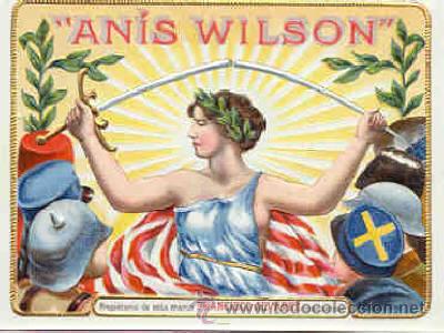 Old Labels: MAGNIFICA ETIQUETA (RELIEVES) - ANIS WILSON - FRANCISCO ALVAREZ - CONSTANTINA - SEVILLA