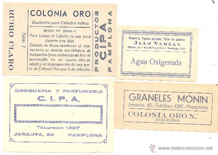 Alte Etiketten: Pamplona (Navarra): 4 etiquetas de publicidad de comercios