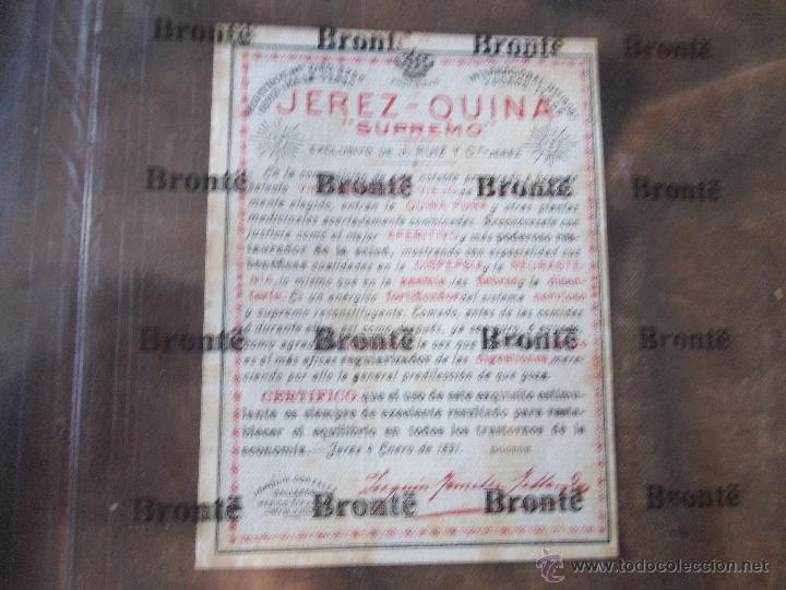 Etiquetas antiguas: Jerez Quina Supremo J. Ruiz y C&ordf; Jerez de la Frontera Etiqueta