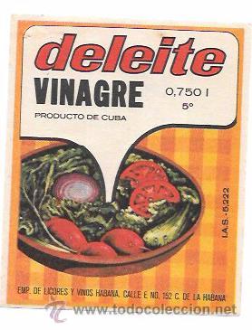 Old Labels: ETIQUETA DE VINAGRE DELEITE. LA HABANA.