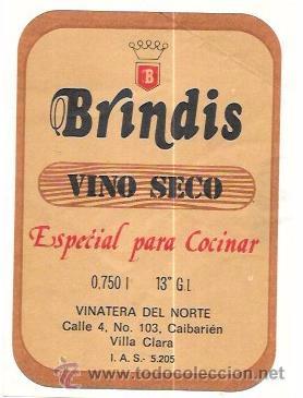 Old Labels: ETIQUETA DE VINO SECO. ESPECIAL PARA COCINAR. BRINDIS.