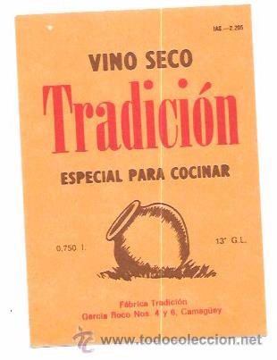 Etichette antiche: ETIQUETA DE VINO SECO. ESPECIAL PARA COCINAR. TRADICI&Oacute;N. CAMAG&Uuml;EY.