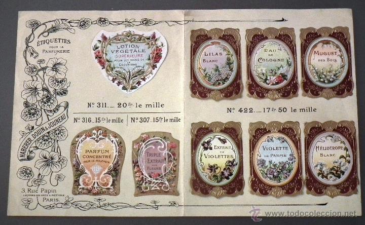 Etiquetas antiguas: &Eacute;TIQUETTES POUR LA PARFUMERIE HABERER, DOUIN & JOUNEAU - 3 RU&Eacute; PAPIN (PARIS) - PRINCIPIOS SIGLO XX