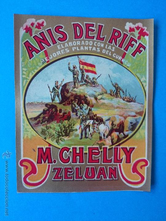 Etiquetas antiguas: ANTIGUA ETIQUETA DE ANIS DEL RIFF - M. CHELLY ZELUAN - ELABORADO CON PLANTAS DEL GURUGU ..A2253