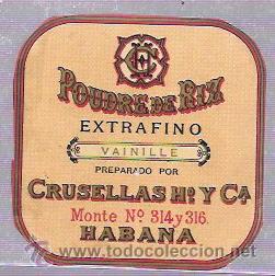Old Labels: ETIQUETA DE PERFUME. POUDRE DE RIZ. VAINILLE. HABANA.
