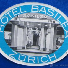 Etiquetas antiguas: ETIQUETA HOTEL BASILEA GARNI, ZURICH.. Lote 53413689
