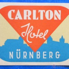 Etiquetas antiguas: ETIQUETA HOTEL CARLTON HOTEL NÜRNBERG.. Lote 53413908