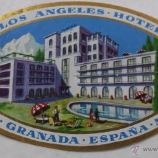 Etiquetas antiguas: ANTIGUA ETIQUETA HOTEL LOS ANGELES GRANADA. Lote 53863147