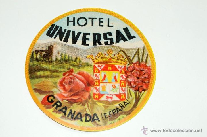 Etiquetas antiguas: ETIQUETA HOTEL UNIVERSAL GRANADA